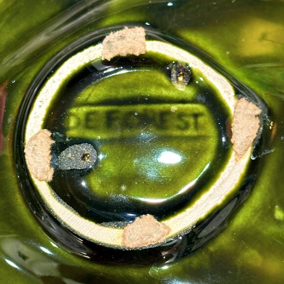 Vintage MCM DeForest Green Sea Shell Trinket Soap Serving Dish Ceramic Coastal - Picture 4 of 5